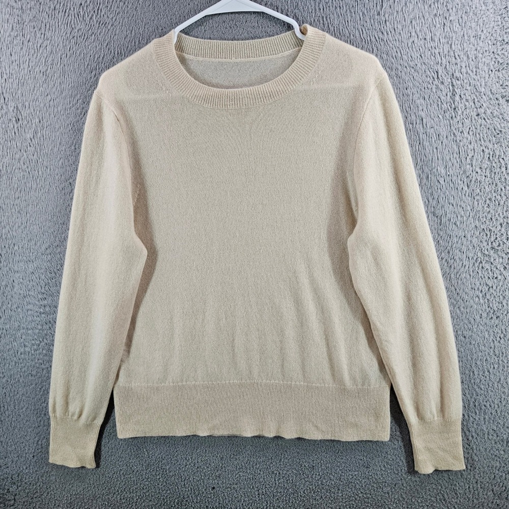 The Good Cashmere Standard Women Beige Crew Neck Long Sleeve Knit Sweater M